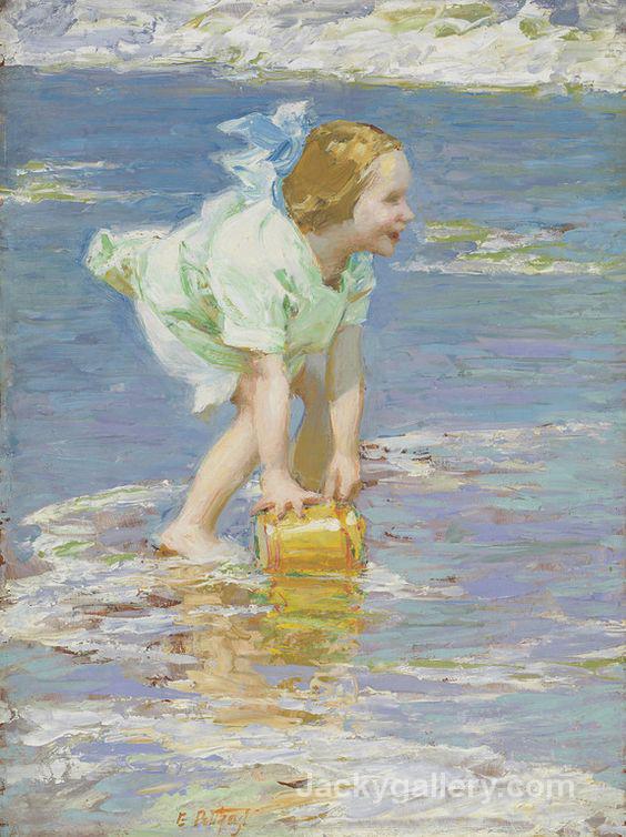 Little Girl in Green by Edward Henry Potthast paintings reproduction